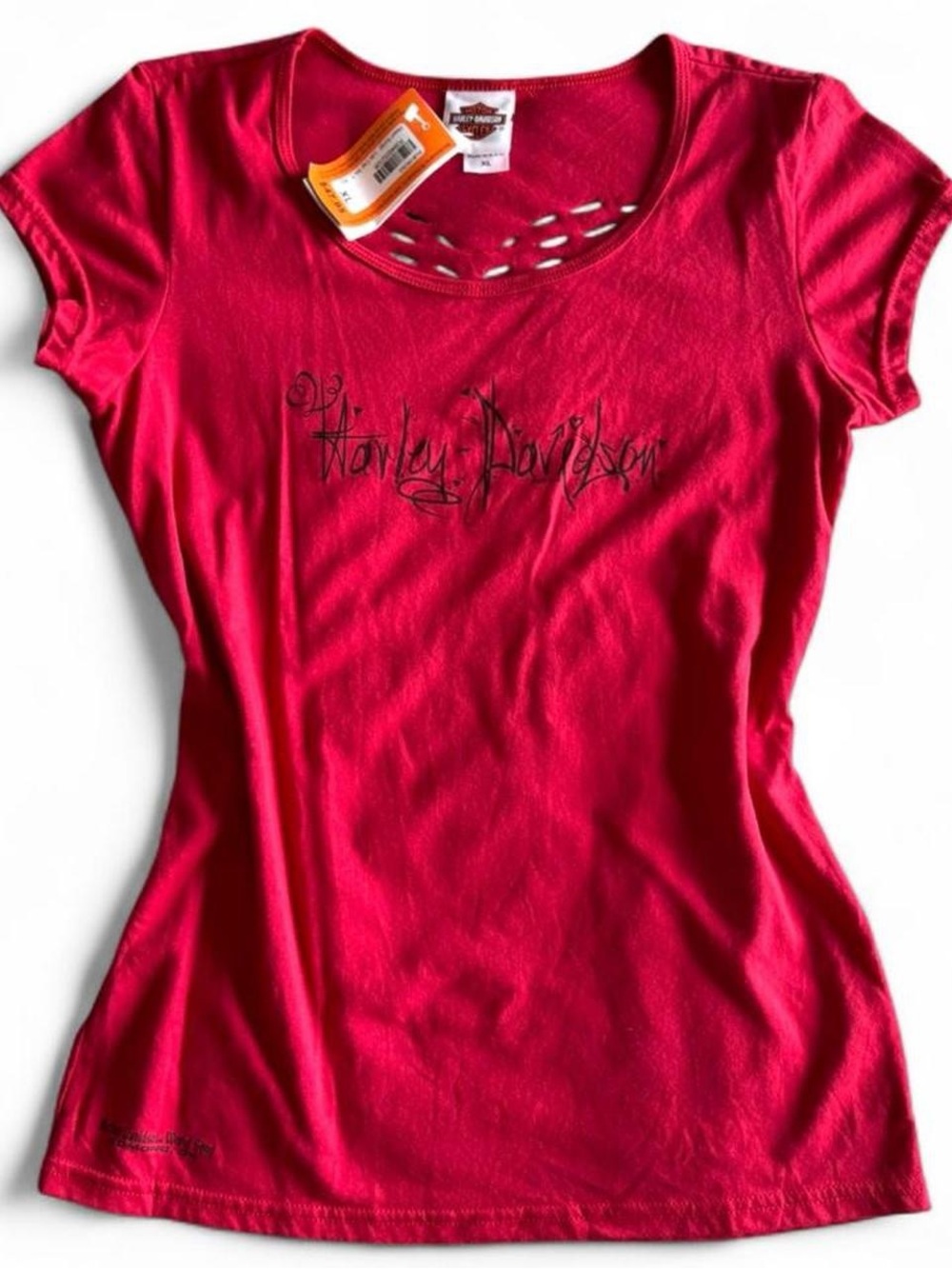 Harley Davidson NWT red heart cutout graphic baby tee - biker streetwear t-shirt